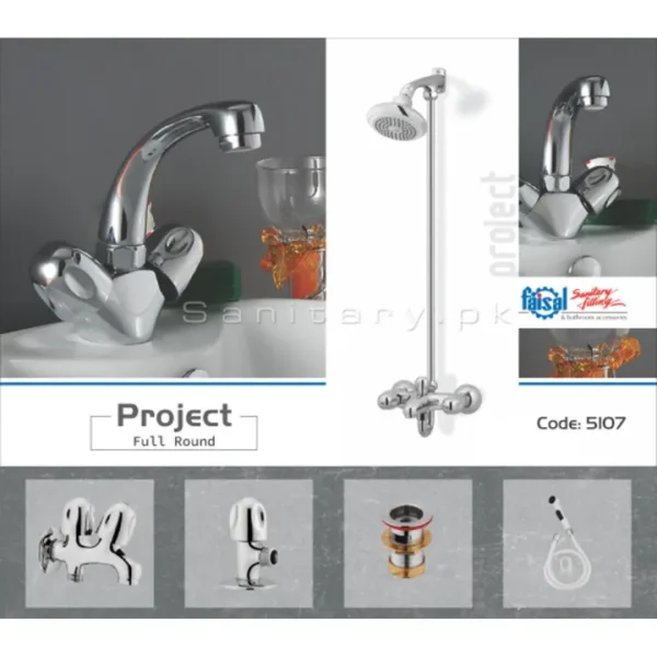 Faisal Project Full Round 8-Piece Bathroom Set – 5107 (Chrome)